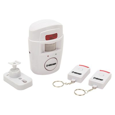 Mini alarme avec détecteur de présence et deux télécommandes. Blanc