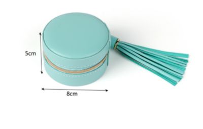 Mini boîte de rangement ronde portable en cuir pour bijoux, boîte de rangement de voyage avec fermeture éclair