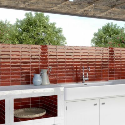 Mini Brick Série Calpe Red Porcelaine Premium 5x15cm.