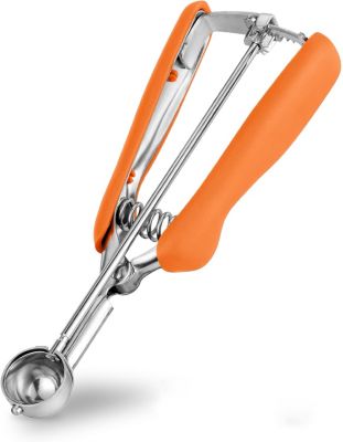 Mini cuillère à biscuits inox orange avec déclencheur 25 mm
