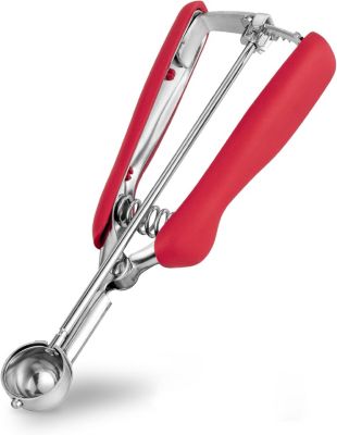 Mini cuillère à biscuits inox rouge avec déclencheur 25 mm