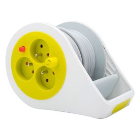Mini enrouleur design 3 prises 2P+T - 7m - Vert - Zenitech