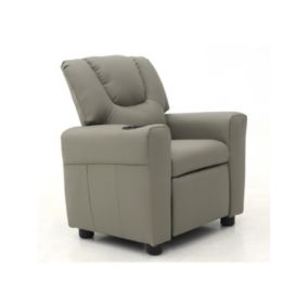 Mini fauteuil relax ITCHI relevable manuellement matière PU couleur gris, idéal pour un salon confortable