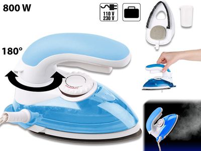 Mini fer à vapeur 800 W 2 en 1 Blanc/Bleu