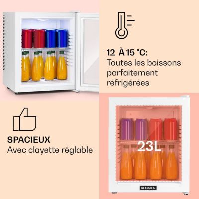 Mini Frigo de Chambre 23L - Porte en Verre - Etagères Réglables