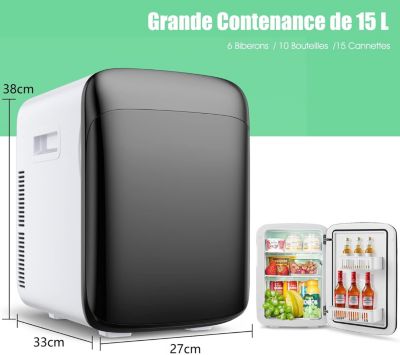 Mini Frigo Refroidisseur et Réchauffeur Thermoélectrique Réfrigérateur Portable avec Affichage de Température 38x33x27CM, Noir