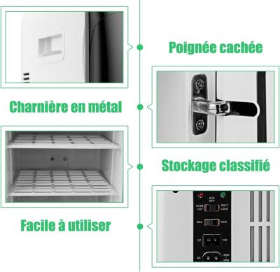 Mini Frigo Refroidisseur et Réchauffeur Thermoélectrique Réfrigérateur Portable avec Affichage de Température 38x33x27CM, Noir
