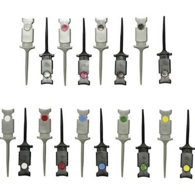 Mini-grip-fils enfichable 0,64 mm CAT I, lot 18 mini-pinces 9 couleurs, 0,1 A, 60 V/DC