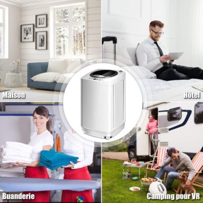 Mini Machine a Laver a Godet Unique Puissance de 240W Lave linge avec Panneau de Commande Multifonction