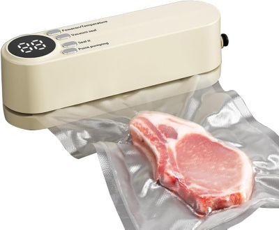 Mini machine à emballer sous vide portable beige, batterie