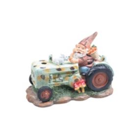 Mini nain de jardin en résine Tracteur
