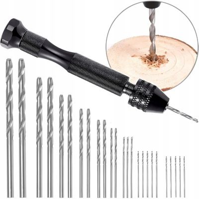 Mini Perceuse Manuelle à Pression - Set 25 Forets HSS 0,5-3 mm, Précision DIY, Bois Plastique Résine