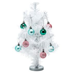 Mini sapin de noël coloris blanc H.32 cm support inclus