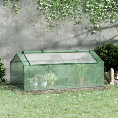 Mini serre tunnel 180x90x70 cm en métal vert avec fenêtre moustiquaire