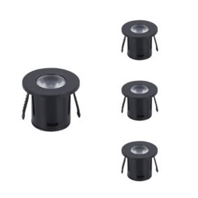 Mini Spot LED Encastrable 1W 90degrés Rond Noir (Pack de 4) - SILAMP