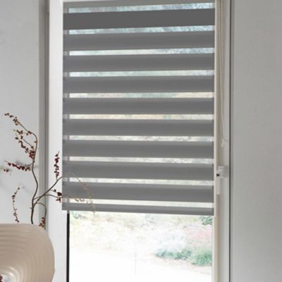 Store Enrouleur Tamisant Pure Gris Clair Et Sable, L.84 X H.190 Cm