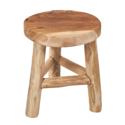 Mini tabouret - porte-plante rond 30 x 26 cm en bois de teck - GENOVA