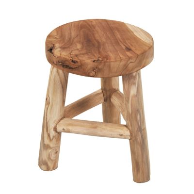 Mini tabouret - porte-plante rond 30 x 26 cm en bois de teck - GENOVA