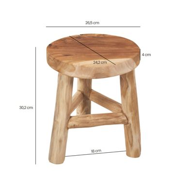 Mini tabouret - porte-plante rond 30 x 26 cm en bois de teck - GENOVA