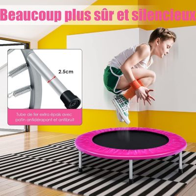 Mini Trampoline  Pliable Charge 150KG Trampoline de Sport Silencieux pour Intérieur avec Tapis de Sécurité