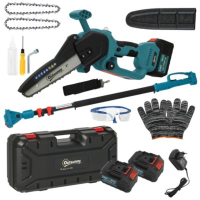 Mini tronçonneuse sans fil 580W - scie d'élagage électrique portable 18V 8 pouces - kit complet bleu