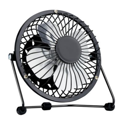 Mini ventilateur de table pivotant USB en métal noir Ø13 cm