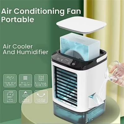 Mini ventilateur rafraîchisseur d'air portable à 3 vitesses  adapté aux chambres, bureaux, voitures et au camping en plein air