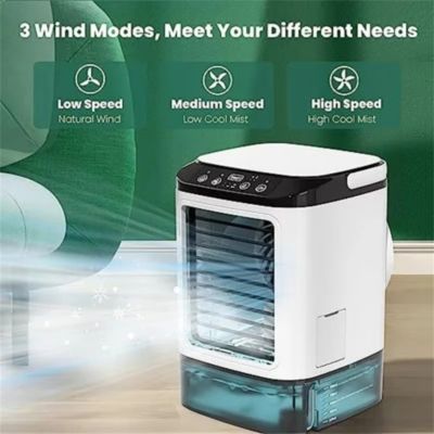 Mini ventilateur rafraîchisseur d'air portable à 3 vitesses  adapté aux chambres, bureaux, voitures et au camping en plein air