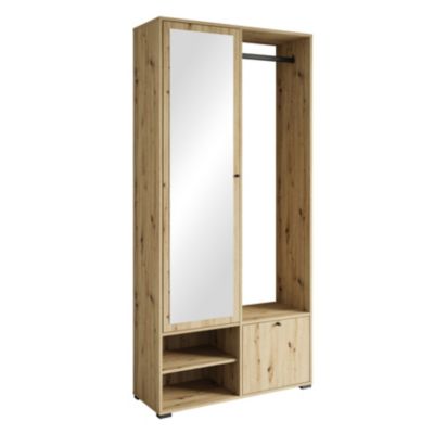 Minio go for it, Ensemble vestiaire DAFNI avec miroir 90x190x33, chêne artisan