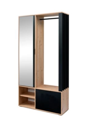 Minio go for it, Ensemble vestiaire MILO 100 cm, avec miroir, Chêne Artisan / Noir