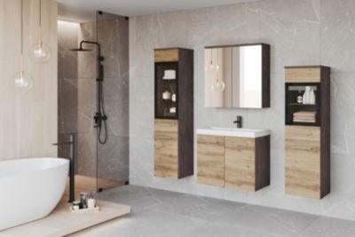 MINIO go for it, Meuble de salle de bain dans la couleur matelas/ châtaigne Wroclaw - MARIT II