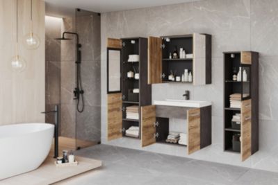 MINIO go for it, Meuble de salle de bain dans la couleur matelas/ châtaigne Wroclaw - MARIT II