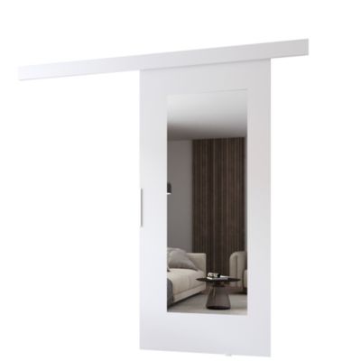 MINIO go for it, porte coulissante CLEAN I 86 cm portes de chambre, avec miroir, Blanc