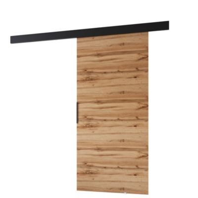 MINIO go for it, porte coulissante PRIM A 86 cm, Poignée noire, Chêne Wotan / Noir