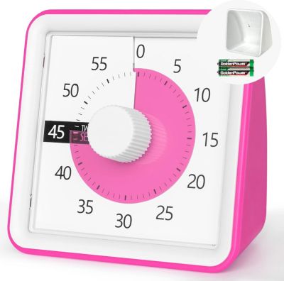 Minuteur de Compte à rebours de 7,6 cm avec Couvercle Amovible rose blanc