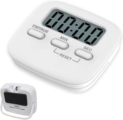 Minuteur de Cuisine,avec chronomètre, Alarme puissante et Compte à rebours,pour Cuisiner, Jouer,Réunion blanc