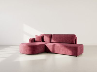 Miro - Canapé d'angle gauche 4 places convertible avec coffre en velours texturé - Best Mobilier