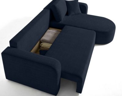 Miro - canapé d'angle réversible - 4 places - convertible avec coffre - en velours texturé - Best Mobilier