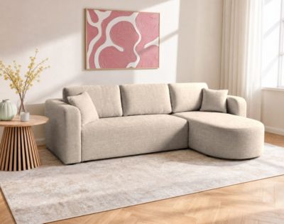 Miro - canapé d'angle réversible - 4 places - convertible avec coffre - en velours texturé - Best Mobilier