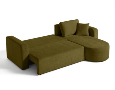 Miro - canapé d'angle réversible - 4 places - convertible avec coffre - en velours texturé - Best Mobilier