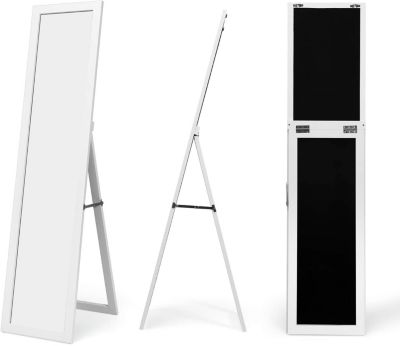 Miroir 2 en 1 Mural sur Pied HD Miroir avec Cadre de Style Moderne 147 x 29 CM