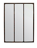 Miroir 3 bandes style industriel effet métal rouillé L.90 x H.120 x ep.10 cm