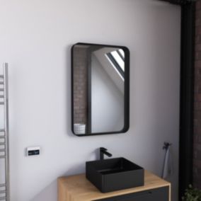 Miroir 80x45- Cadre en aluminium laque noir mat - UBY