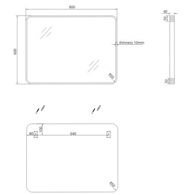 Miroir 80x60 noir mat Essebagno Indus