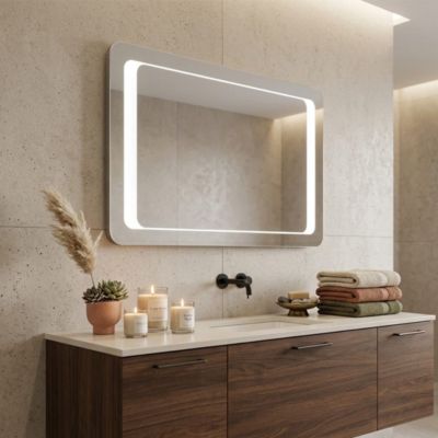 Miroir 90X60 Avec Sablage Frontal Et Rétroéclairage Led