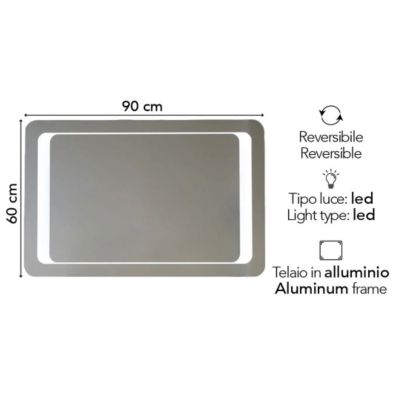 Miroir 90X60 Avec Sablage Frontal Et Rétroéclairage Led