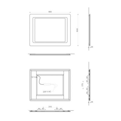 Miroir 90X60 Avec Sablage Frontal Et Rétroéclairage Led