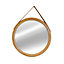 Miroir à lanière en cuir et cadre en bambou Ø32cm