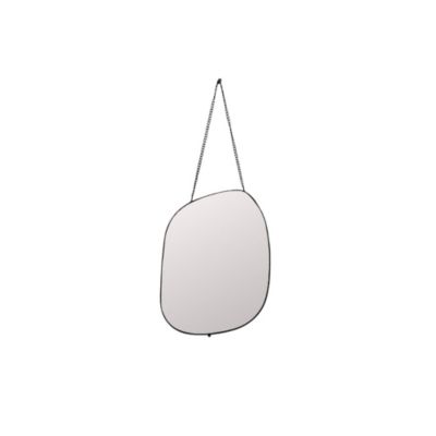 Miroir à suspendre métal noir forme organique allongée H. 22 cm Ormani