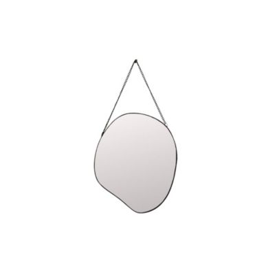 Miroir à suspendre métal noir forme organique arrondie H. 22 cm Ormani